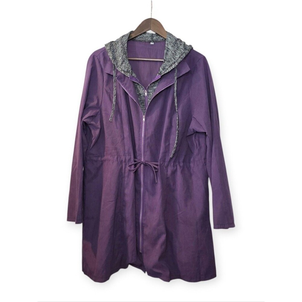 SHEIN Curve Purple Hooded Double Zip Utility Jacket Coat 2XL - Picture 2 of 6